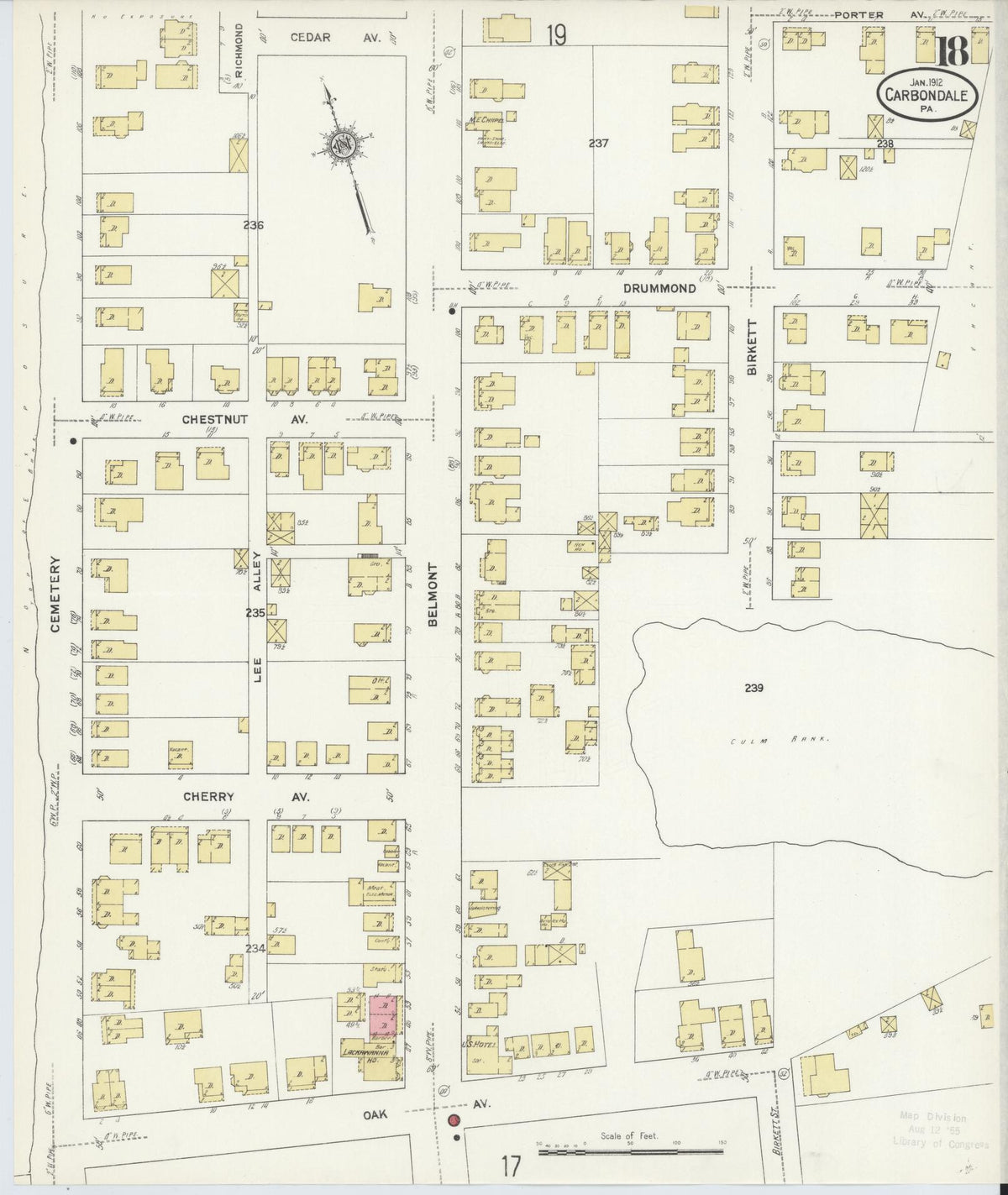 Sanborn Fire Insurance Map from Carbondale, Lackawanna County, Pennsylvania (1912), Sheet #0018 - Complete Map Set gallery image, historic Sanborn map, vintage wall art, Pennsylvania Pennsylvania