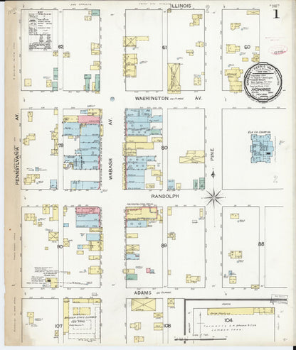Sanborn Fire Insurance Map from Howard, Elk County, Kansas (1893), Sheet #0001 - Complete Map Set gallery image, historic Sanborn map, vintage wall art, Kansas Kansas