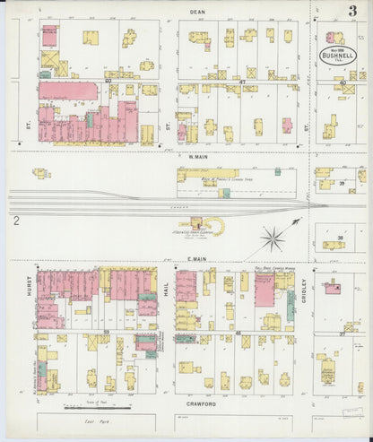 Sanborn Fire Insurance Map from Bushnell, Mcdonough County, Illinois (1898), Sheet #0003 - Complete Map Set gallery image, historic Sanborn map, vintage wall art, Illinois Illinois