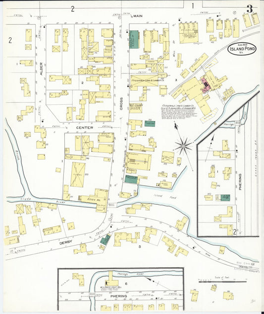 Sanborn Fire Insurance Map from Island Pond, Essex County, Vermont (1909), Sheet #0003 - Historic Sanborn Fire Insurance Map Print, vintage old map wall art, antique decor, genealogy gift, Vermont Vermont map