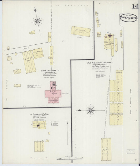 Sanborn Fire Insurance Map from Owensboro, Daviess County, Kentucky (1890), Sheet #0014 - Historic Sanborn Fire Insurance Map Print, vintage old map wall art, antique decor, genealogy gift, Kentucky Kentucky map