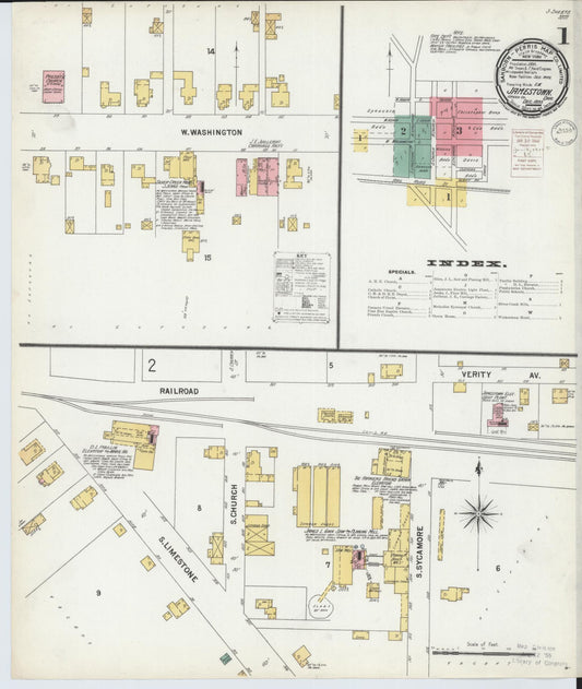 Sanborn Fire Insurance Map from Jamestown, Greene County, Ohio (1899), Sheet #0001 - Historic Sanborn Fire Insurance Map Print, vintage old map wall art, antique decor, genealogy gift, Ohio Ohio map