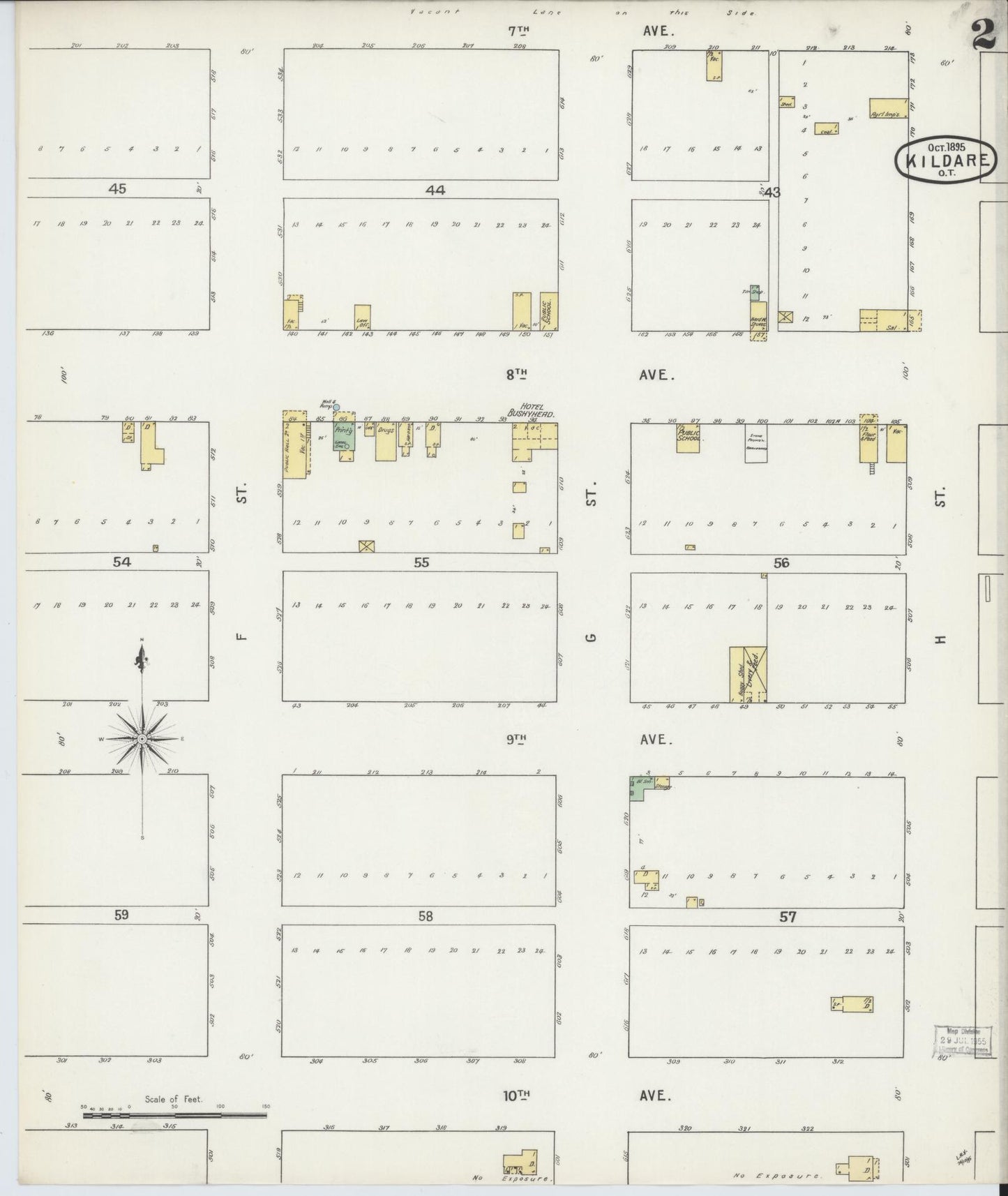 Sanborn Fire Insurance Map from Kildare, Kay County, Oklahoma (1895), Sheet #0002 - Complete Map Set gallery image, historic Sanborn map, vintage wall art, Oklahoma Oklahoma