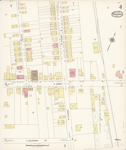 Sanborn Fire Insurance Map from Newark, New Castle County, Delaware (1922), Sheet #0004 - Complete Map Set gallery image, historic Sanborn map, vintage wall art, Delaware Delaware