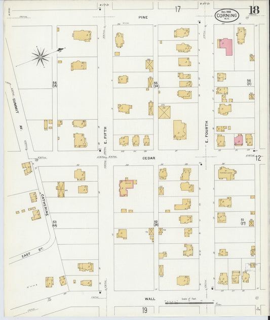 Sanborn Fire Insurance Map from Corning, Steuben County, New York (1908), Sheet #0018 - Historic Sanborn Fire Insurance Map Print, vintage old map wall art, antique decor, genealogy gift, New York New York map
