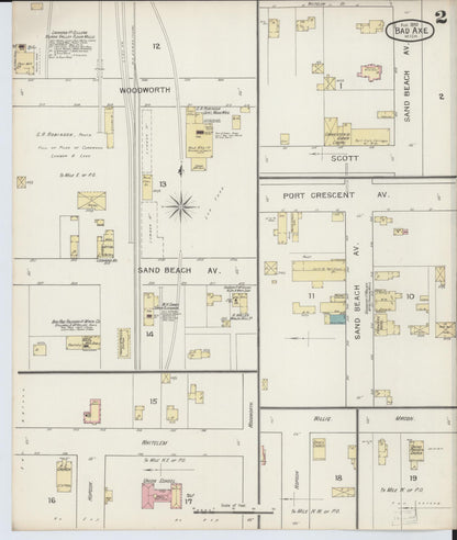 Sanborn Fire Insurance Map from Bad Axe, Huron County, Michigan (1893), Sheet #0002 - Complete Map Set gallery image, historic Sanborn map, vintage wall art, Michigan Michigan