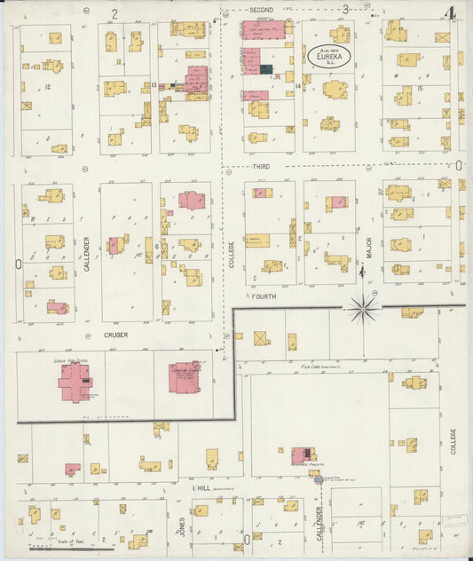 Sanborn Fire Insurance Map from Eureka, Woodford County, Illinois (1906), Sheet #0004 - Historic Sanborn Fire Insurance Map Print, vintage old map wall art, antique decor, genealogy gift, Illinois Illinois map