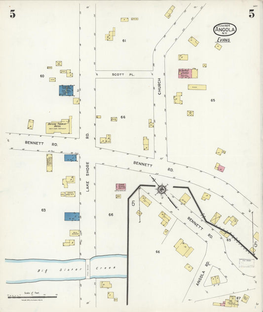 Sanborn Fire Insurance Map from Angola, Erie County, New York (1924), Sheet #0005 - Historic Sanborn Fire Insurance Map Print, vintage old map wall art, antique decor, genealogy gift, New York New York map