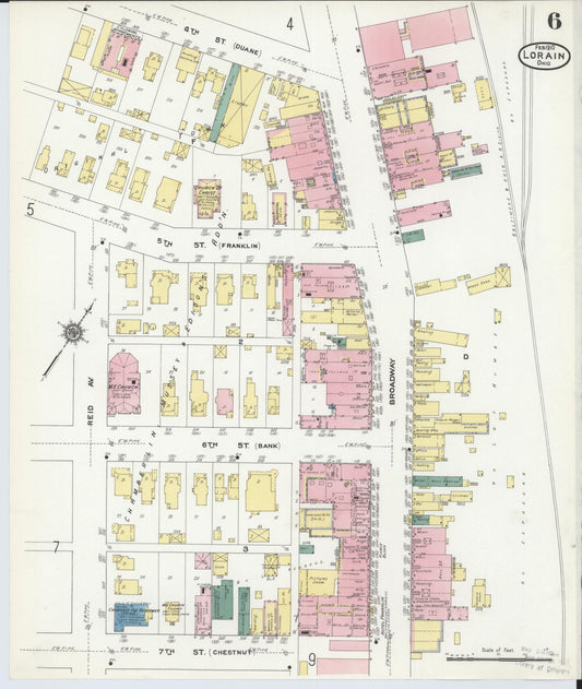 Sanborn Fire Insurance Map from Lorain, Lorain County, Ohio (1910), Sheet #0006 - Historic Sanborn Fire Insurance Map Print, vintage old map wall art, antique decor, genealogy gift, Ohio Ohio map