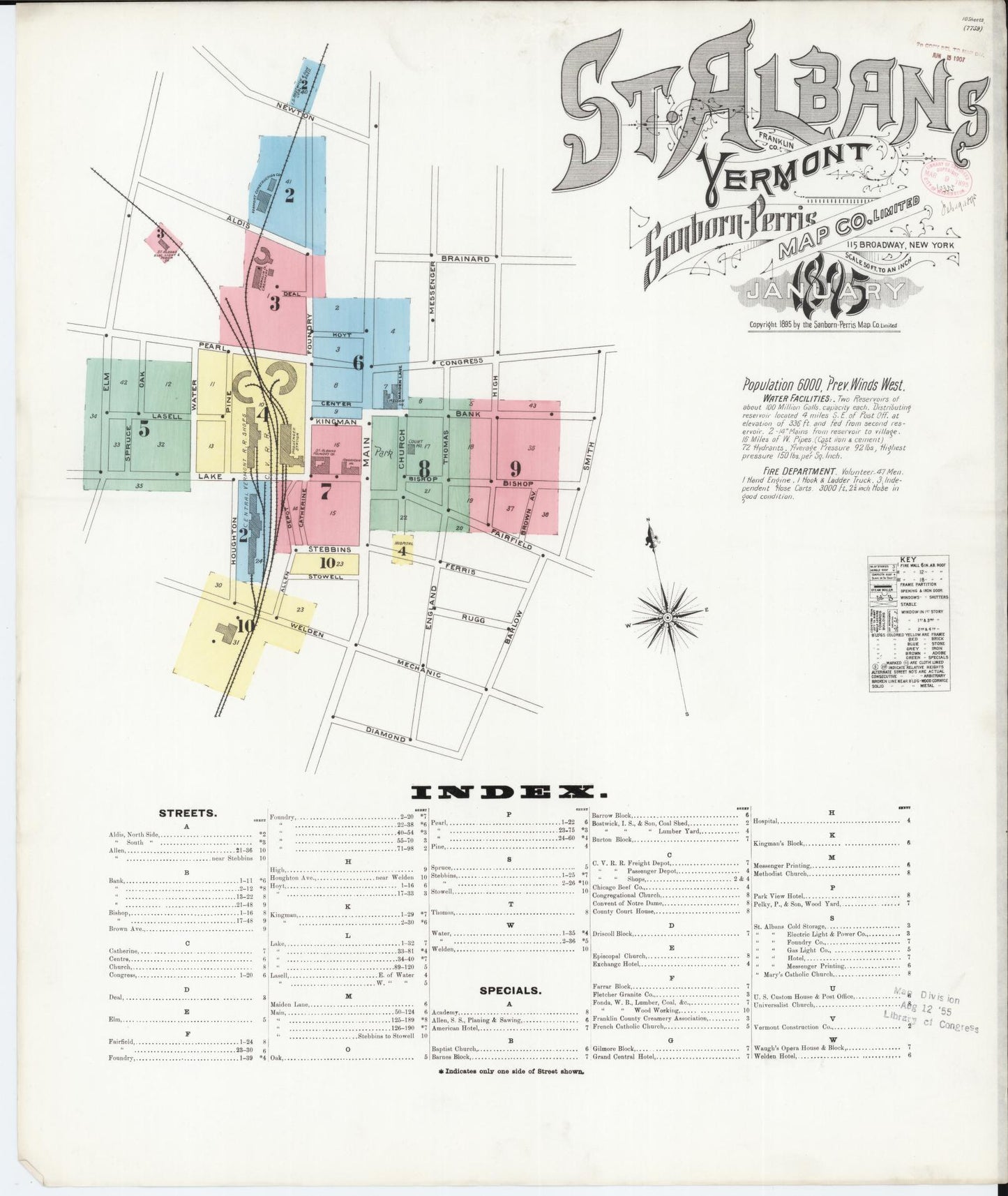 Sanborn Fire Insurance Map from Saint Albans, Franklin County, Vermont. (1895) – Historic Sanborn Fire Insurance Map Print