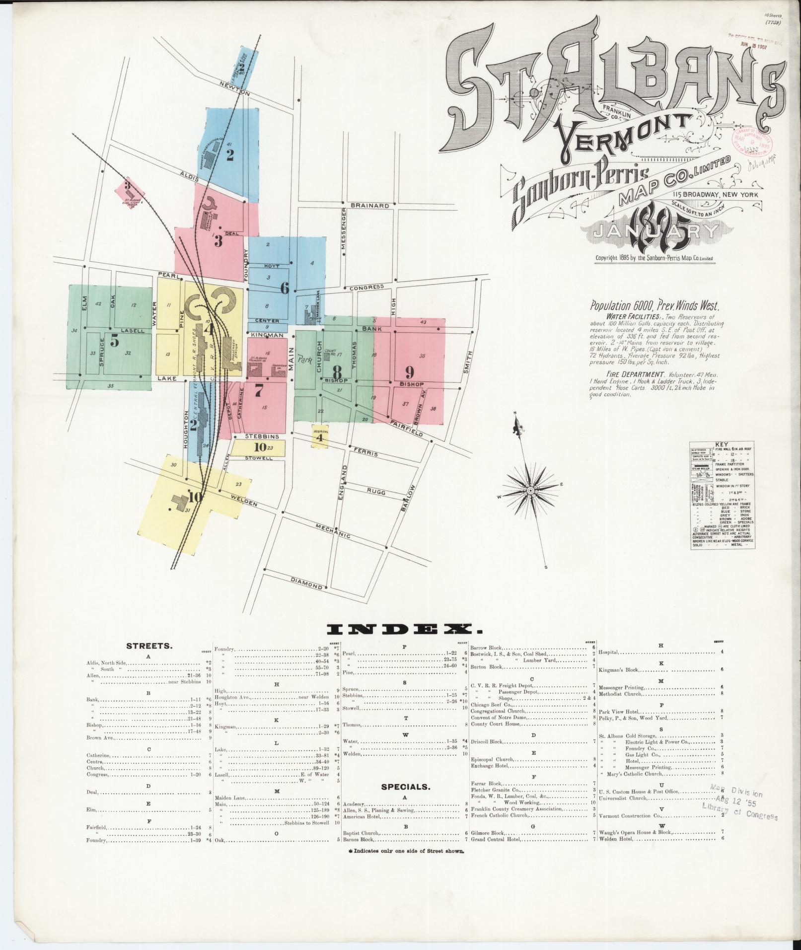 Sanborn Fire Insurance Map from Saint Albans, Franklin County, Vermont. (1895) – Historic Sanborn Fire Insurance Map Print