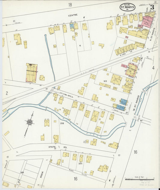 Sanborn Fire Insurance Map from Saint Marys, Elk County, Pennsylvania (1915), Sheet #0003 - Historic Sanborn Fire Insurance Map Print, vintage old map wall art, antique decor, genealogy gift, Pennsylvania Pennsylvania map