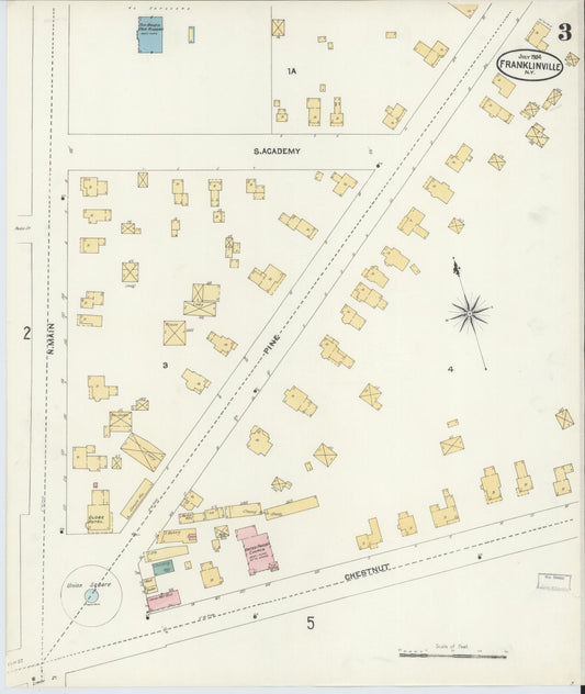 Sanborn Fire Insurance Map from Franklinville, Cattaraugus County, New York (1904), Sheet #0003 - Historic Sanborn Fire Insurance Map Print, vintage old map wall art, antique decor, genealogy gift, New York New York map