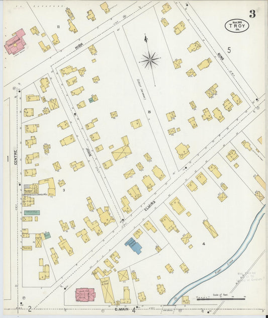 Sanborn Fire Insurance Map from Troy, Bradford County, Pennsylvania (1903), Sheet #0003 - Historic Sanborn Fire Insurance Map Print, vintage old map wall art, antique decor, genealogy gift, Pennsylvania Pennsylvania map