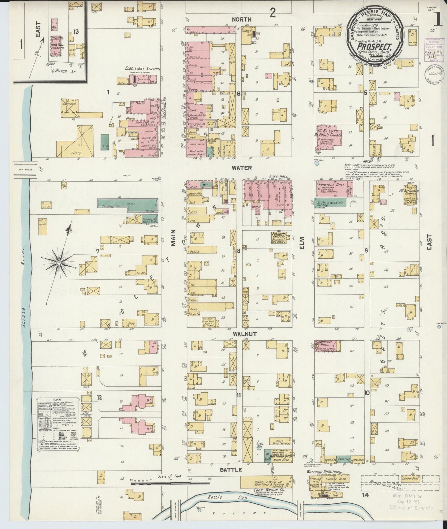 Sanborn Fire Insurance Map from Prospect, Marion County, Ohio (1901), Sheet #0001 - Complete Map Set gallery image, historic Sanborn map, vintage wall art, Ohio Ohio