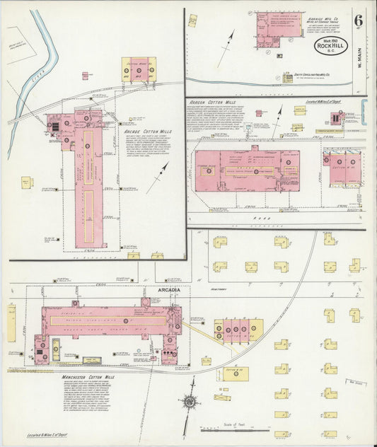 Sanborn Fire Insurance Map from Rock Hill, York County, South Carolina (1910), Sheet #0006 - Historic Sanborn Fire Insurance Map Print, vintage old map wall art, antique decor, genealogy gift, South Carolina South Carolina map