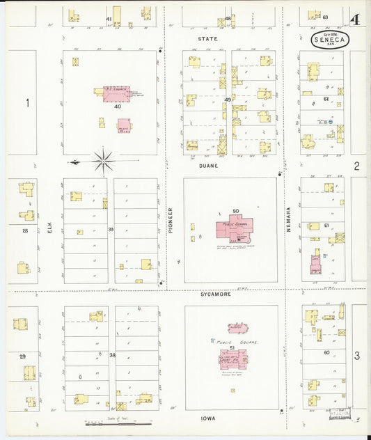Sanborn Fire Insurance Map from Seneca, Nemaha County, Kansas (1896), Sheet #0004 - Historic Sanborn Fire Insurance Map Print, vintage old map wall art, antique decor, genealogy gift, Kansas Kansas map