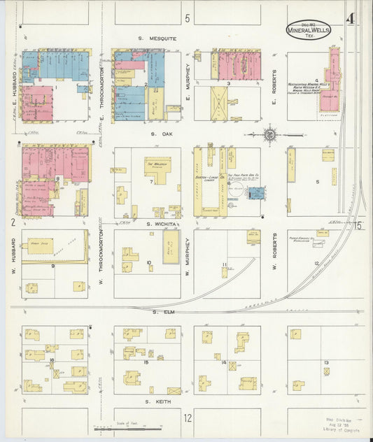 Sanborn Fire Insurance Map from Mineral Wells, Palo Pinto County, Texas (1912), Sheet #0004 - Historic Sanborn Fire Insurance Map Print, vintage old map wall art, antique decor, genealogy gift, Texas Texas map