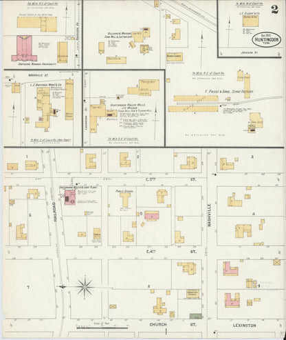 Sanborn Fire Insurance Map from Huntingdon, Carroll County, Tennessee (1900), Sheet #0002 - Complete Map Set gallery image, historic Sanborn map, vintage wall art, Tennessee Tennessee