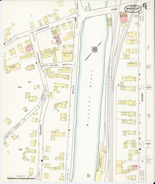 Sanborn Fire Insurance Map from Montpelier, Washington County, Vermont (1915), Sheet #0006 - Historic Sanborn Fire Insurance Map Print, vintage old map wall art, antique decor, genealogy gift, Vermont Vermont map