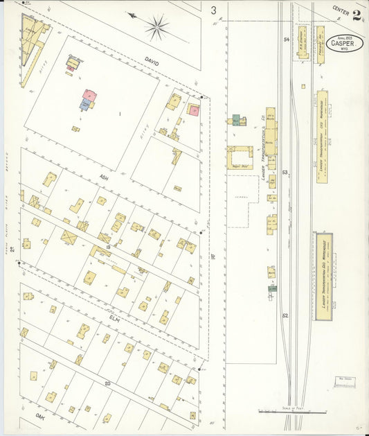 Sanborn Fire Insurance Map from Casper, Natrona County, Wyoming (1903), Sheet #0002 - Historic Sanborn Fire Insurance Map Print, vintage old map wall art, antique decor, genealogy gift, Wyoming Wyoming map