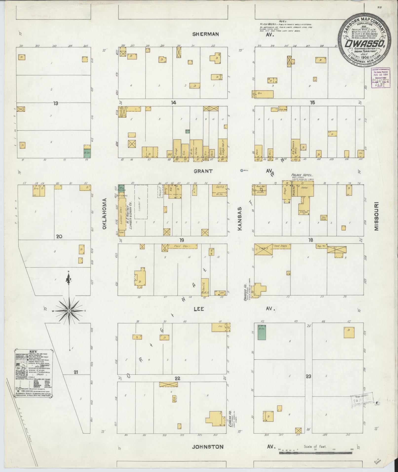 Sanborn Fire Insurance Map from Owasso, Tulsa County, Oklahoma (1904), Sheet #0001 - Historic Sanborn Fire Insurance Map Print, vintage old map wall art, antique decor, genealogy gift, Oklahoma Oklahoma map