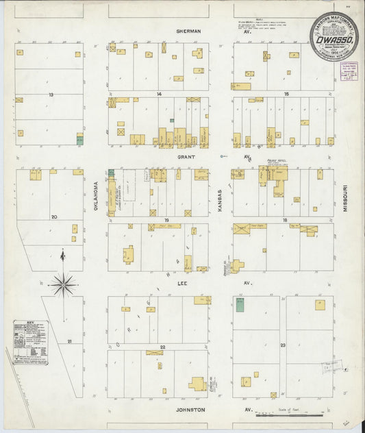 Sanborn Fire Insurance Map from Owasso, Tulsa County, Oklahoma (1904), Sheet #0001 - Historic Sanborn Fire Insurance Map Print, vintage old map wall art, antique decor, genealogy gift, Oklahoma Oklahoma map