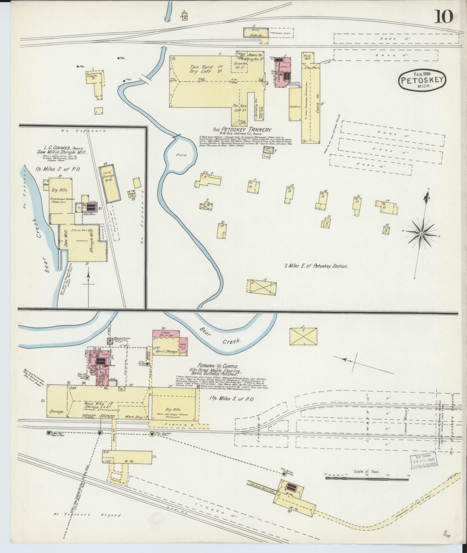 Sanborn Fire Insurance Map from Petoskey, Emmet County, Michigan (1896), Sheet #0010 - Complete Map Set gallery image, historic Sanborn map, vintage wall art, Michigan Michigan