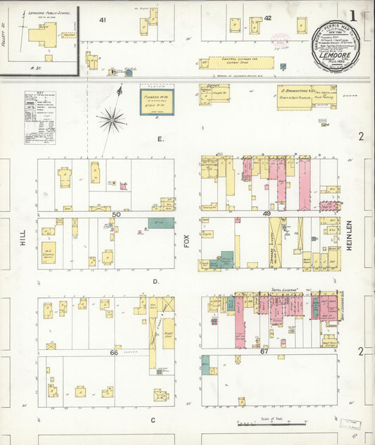 Sanborn Fire Insurance Map from Lemoore, Kings County, California (1896), Sheet #0001 - Complete Map Set gallery image, historic Sanborn map, vintage wall art, California California