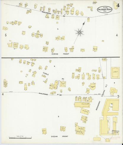 Sanborn Fire Insurance Map from Salisbury, Essex County, Massachusetts (1909), Sheet #0004 - Historic Sanborn Fire Insurance Map Print, vintage old map wall art, antique decor, genealogy gift, Massachusetts Massachusetts map