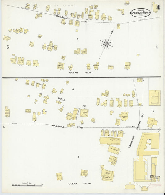 Sanborn Fire Insurance Map from Salisbury, Essex County, Massachusetts (1909), Sheet #0004 - Historic Sanborn Fire Insurance Map Print, vintage old map wall art, antique decor, genealogy gift, Massachusetts Massachusetts map
