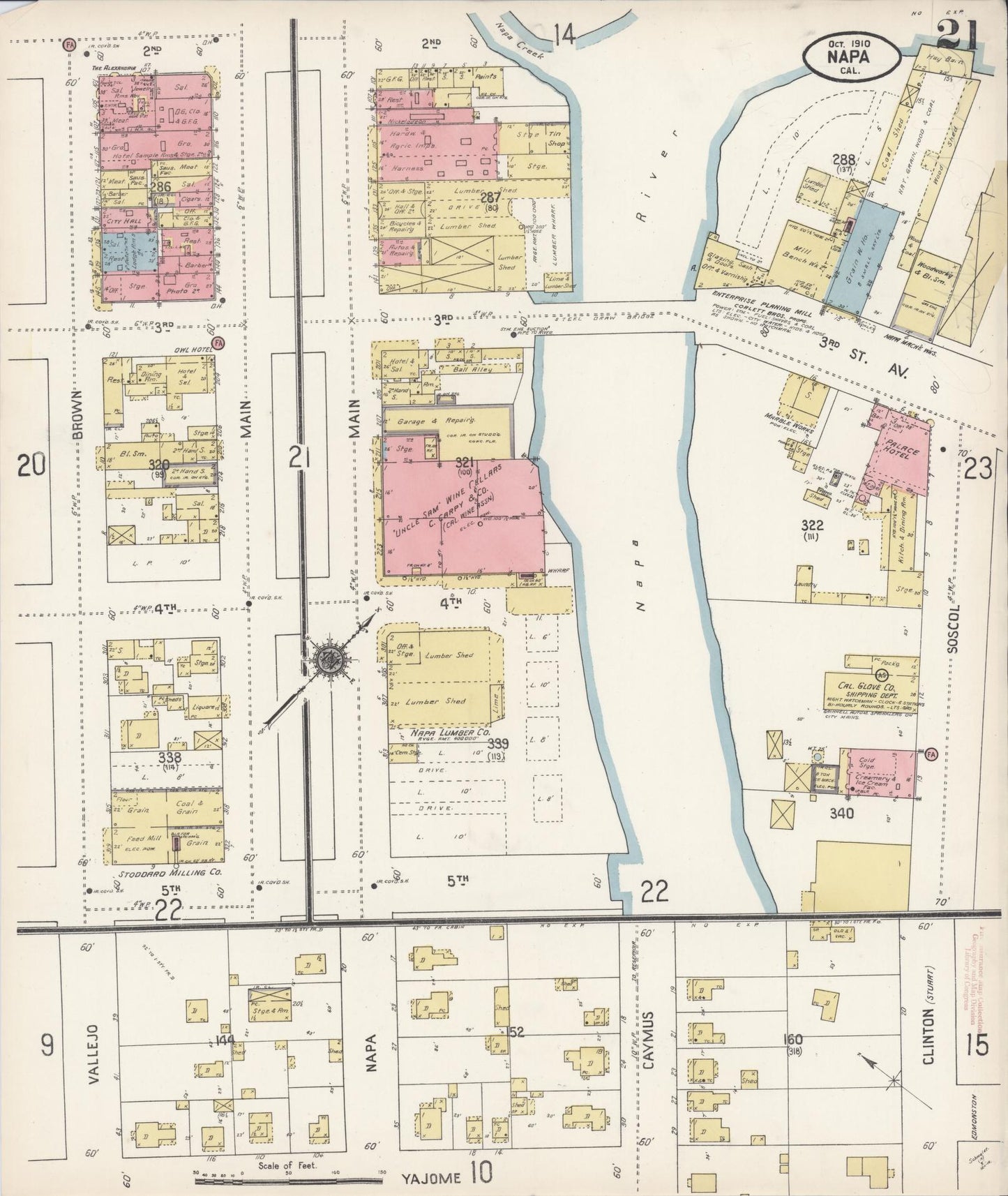 Sanborn Fire Insurance Map from Napa, Napa County, California (1910), Sheet #0021 - Complete Map Set gallery image, historic Sanborn map, vintage wall art, California California