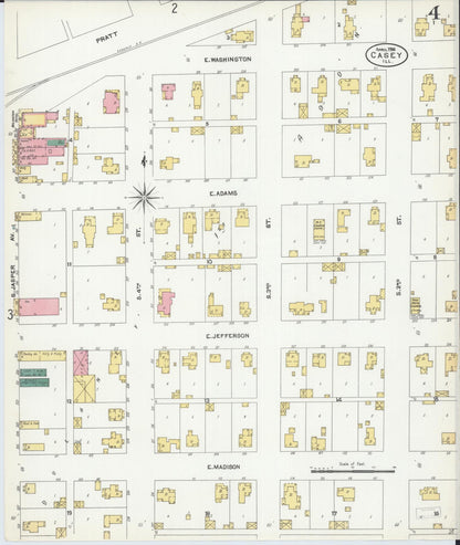 Sanborn Fire Insurance Map from Casey, Clark County, Illinois (1906), Sheet #0004 - Complete Map Set gallery image, historic Sanborn map, vintage wall art, Illinois Illinois
