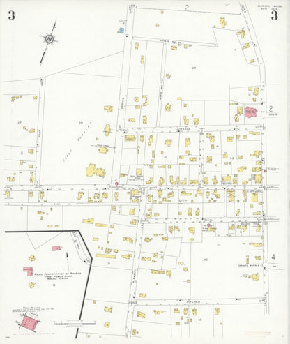 Sanborn Fire Insurance Map from Marion, Plymouth County, Massachusetts (1933), Sheet #0003 - Historic Sanborn Fire Insurance Map Print, vintage old map wall art, antique decor, genealogy gift, Massachusetts Massachusetts map