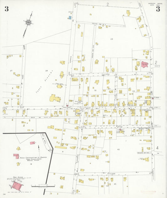 Sanborn Fire Insurance Map from Marion, Plymouth County, Massachusetts (1933), Sheet #0003 - Historic Sanborn Fire Insurance Map Print, vintage old map wall art, antique decor, genealogy gift, Massachusetts Massachusetts map