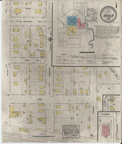 Sanborn Fire Insurance Map from Avoca, Pottawattamie County, Iowa (1920), Sheet #0001 - Historic Sanborn Fire Insurance Map Print