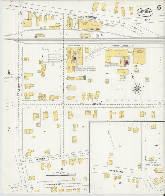 Sanborn Fire Insurance Map from Union City, Erie County, Pennsylvania (1905), Sheet #0006 - Historic Sanborn Fire Insurance Map Print, vintage old map wall art, antique decor, genealogy gift, Pennsylvania Pennsylvania map