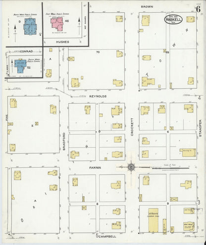 Sanborn Fire Insurance Map from Haskell, Haskell County, Texas (1921), Sheet #0006 - Historic Sanborn Fire Insurance Map Print, vintage old map wall art, antique decor, genealogy gift, Texas Texas map