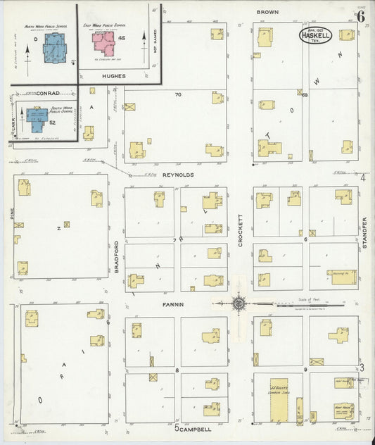 Sanborn Fire Insurance Map from Haskell, Haskell County, Texas (1921), Sheet #0006 - Historic Sanborn Fire Insurance Map Print, vintage old map wall art, antique decor, genealogy gift, Texas Texas map