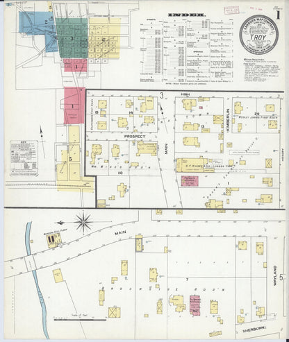 Sanborn Fire Insurance Map from Troy, Madison County, Illinois (1909), Sheet #0001 - Complete Map Set gallery image, historic Sanborn map, vintage wall art, Illinois Illinois