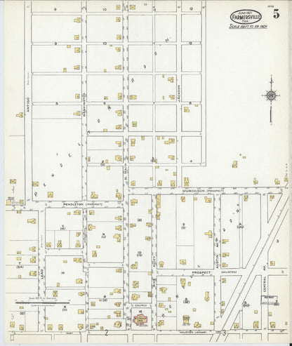 Sanborn Fire Insurance Map from Farmersville, Collin County, Texas (1921), Sheet #0005 - Complete Map Set gallery image, historic Sanborn map, vintage wall art, Texas Texas