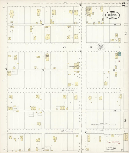 Sanborn Fire Insurance Map from Chino, San Bernardino County, California (1897), Sheet #0002 - Historic Sanborn Fire Insurance Map Print, vintage old map wall art, antique decor, genealogy gift, California California map