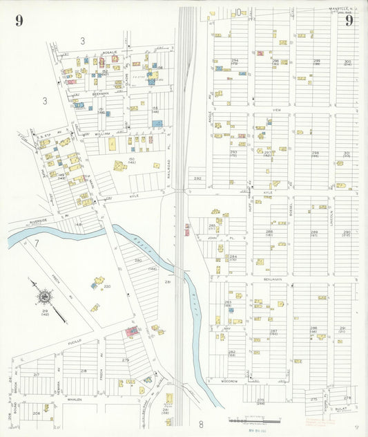 Sanborn Fire Insurance Map from Manville, Somerset County, New Jersey (1945), Sheet #0009 - Historic Sanborn Fire Insurance Map Print, vintage old map wall art, antique decor, genealogy gift, New Jersey New Jersey map