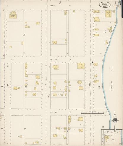 Sanborn Fire Insurance Map from Omak, Okanogan County, Washington (1915), Sheet #0003 - Complete Map Set gallery image, historic Sanborn map, vintage wall art, Washington Washington