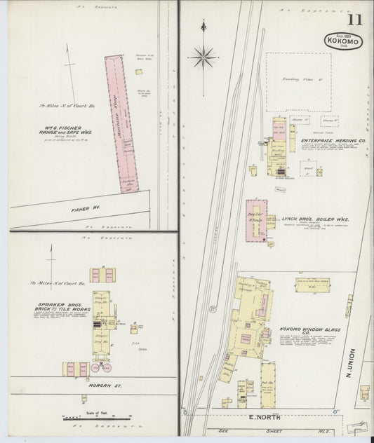 Sanborn Fire Insurance Map from Kokomo, Howard County, Indiana (1889), Sheet #0011 - Historic Sanborn Fire Insurance Map Print, vintage old map wall art, antique decor, genealogy gift, Indiana Indiana map