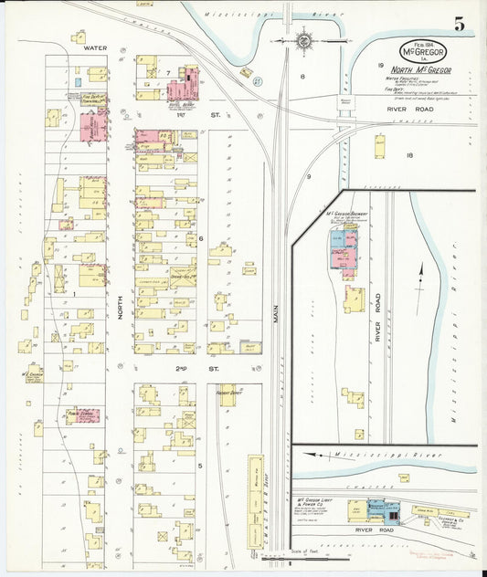 Sanborn Fire Insurance Map from McGregor, Clayton County, Iowa (1914), Sheet #0005 - Historic Sanborn Fire Insurance Map Print, vintage old map wall art