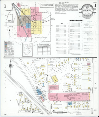 Sanborn Fire Insurance Map from Loudonville, Ashland County, Ohio (1950), Sheet #0001 - Historic Sanborn Fire Insurance Map Print, vintage old map wall art, antique decor, genealogy gift, Ohio Ohio map