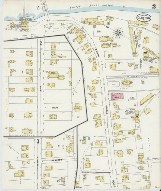 Sanborn Fire Insurance Map from Clinton, Hunterdon County, New Jersey (1897), Sheet #0003 - Historic Sanborn Fire Insurance Map Print, vintage old map wall art, antique decor, genealogy gift, New Jersey New Jersey map
