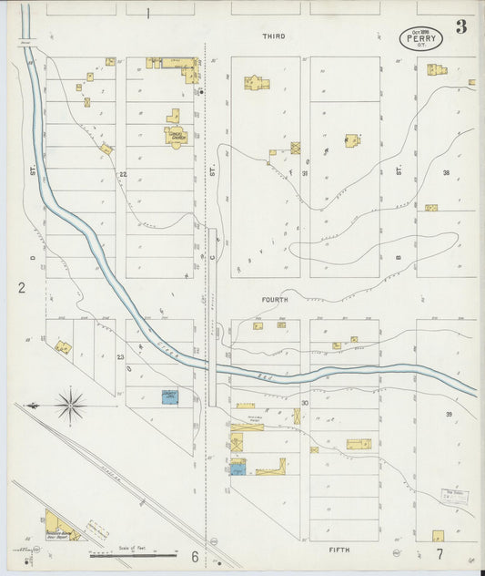 Sanborn Fire Insurance Map from Perry, Noble County, Oklahoma (1898), Sheet #0003 - Historic Sanborn Fire Insurance Map Print, vintage old map wall art, antique decor, genealogy gift, Oklahoma Oklahoma map