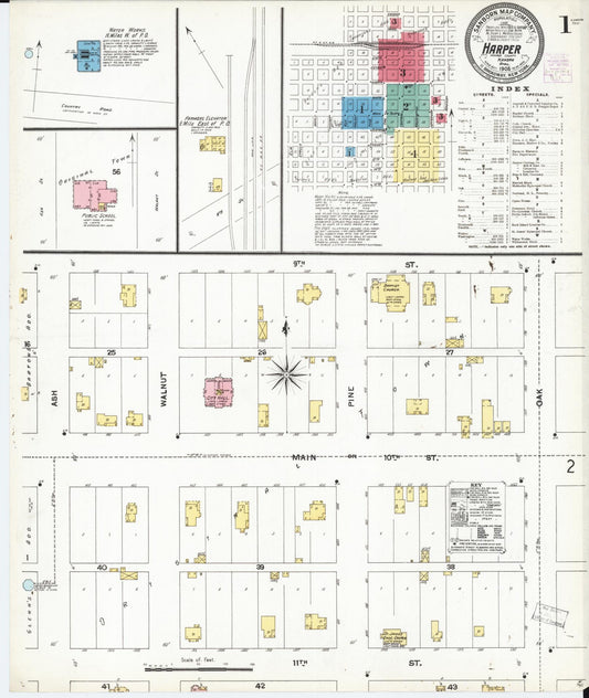 Sanborn Fire Insurance Map from Harper, Harper County, Kansas (1905), Sheet #0001 - Historic Sanborn Fire Insurance Map Print, vintage old map wall art, antique decor, genealogy gift, Kansas Kansas map
